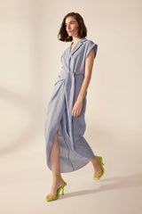 Crescent Line Wave Pareo Dress – BLUE