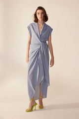 Crescent Line Wave Pareo Dress – BLUE