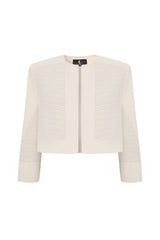 Crescent Line Wintry Tweed Crop Jacket – Cream