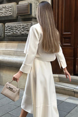 Crescent Line Wintry Tweed Crop Jacket – Cream