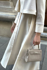 Crescent Line Wintry Tweed Crop Jacket – Cream