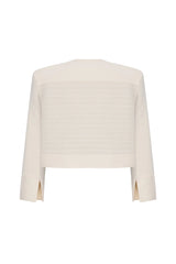 Crescent Line Wintry Tweed Crop Jacket – Cream