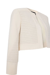 Crescent Line Wintry Tweed Crop Jacket – Cream