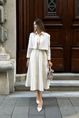 Crescent Line Wintry Tweed Crop Jacket – Cream