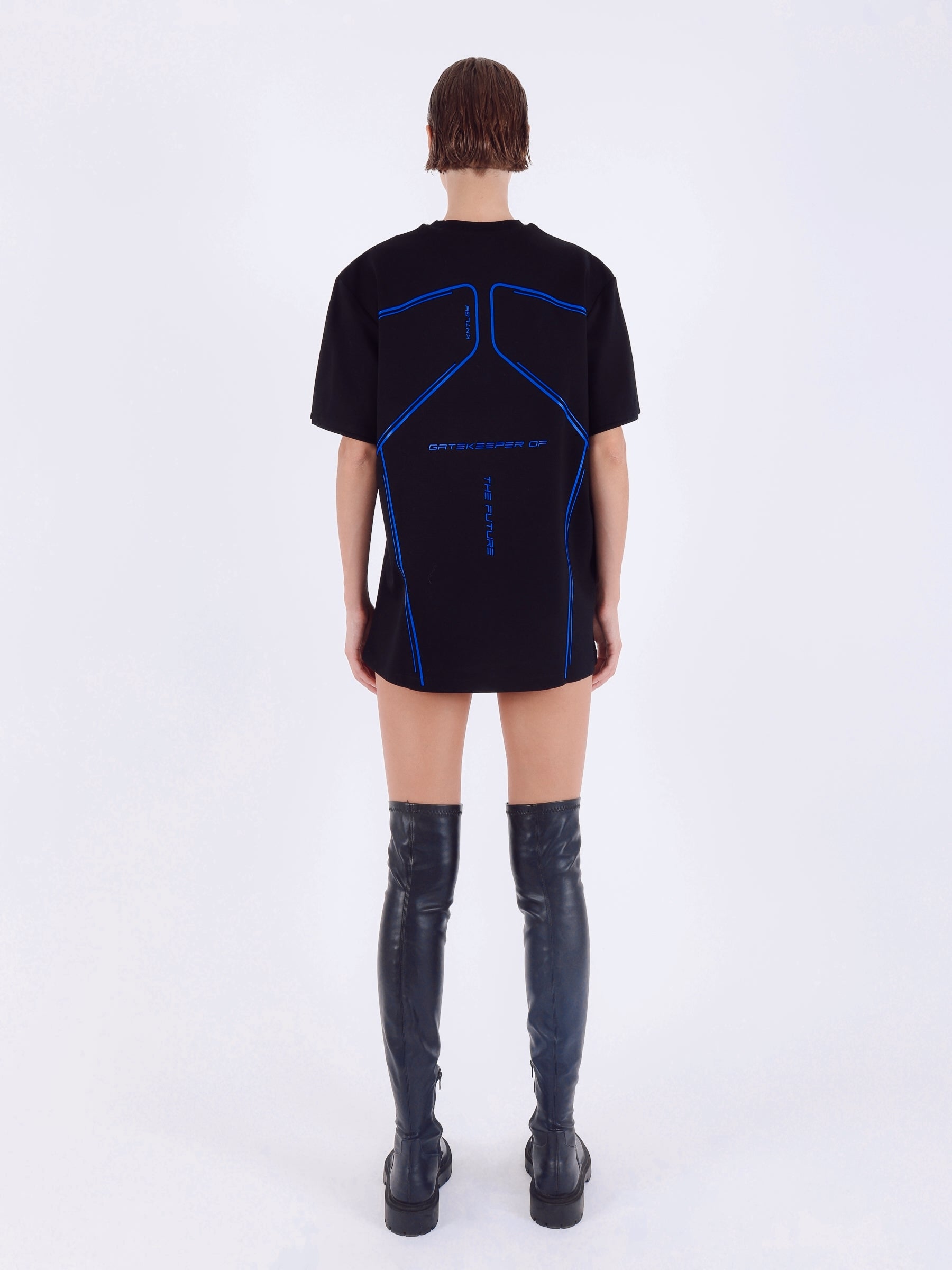 Knitology Siyah Sırtı Baskılı Oversize T-shirt