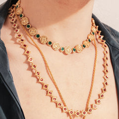 Maison Lygos Theodora Round Enamel Necklace