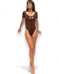 IAMLOVEIN Coffee Bean' Short Sleeve Call Me Bodysuit