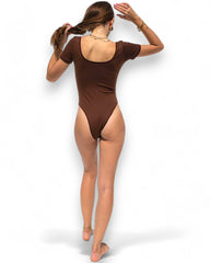 IAMLOVEIN Coffee Bean' Short Sleeve Call Me Bodysuit