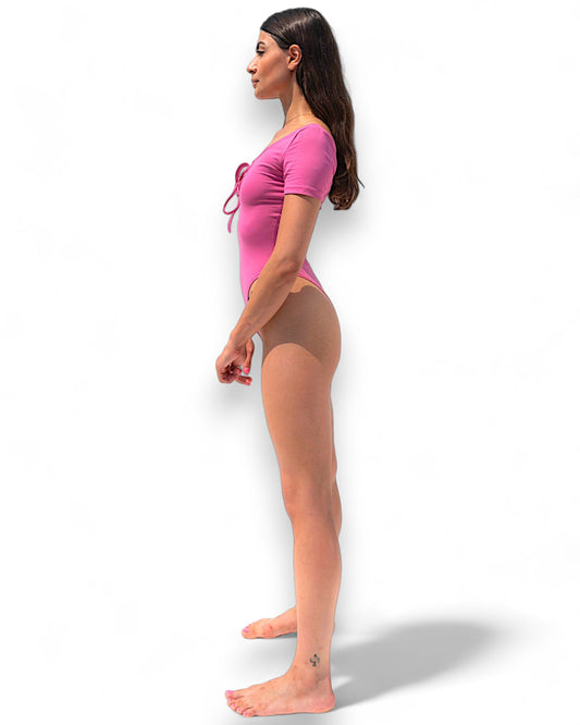 IAMLOVEIN Bubble Gum' Shorts Sleeve Call Me Bodysuit