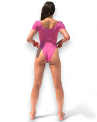 IAMLOVEIN Bubble Gum' Shorts Sleeve Call Me Bodysuit