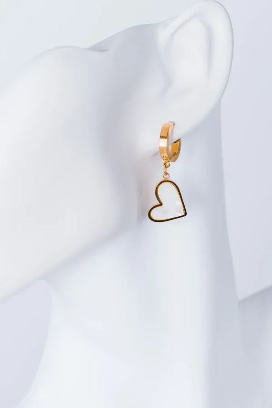 White Hearted Earring