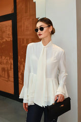 Crescent Line Dewdrop Shirt Blouse Ecru