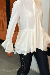 Crescent Line Dewdrop Shirt Blouse Ecru