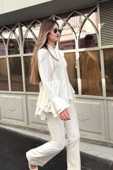 Crescent Line Dewdrop Shirt Blouse Ecru