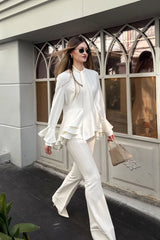 Crescent Line Dewdrop Shirt Blouse Ecru