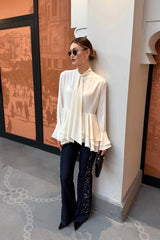 Crescent Line Dewdrop Shirt Blouse Ecru