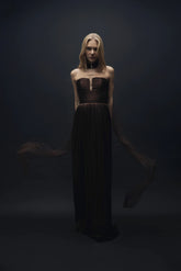 Esra Adıgüzel Bello - Brown Drape Detailed Long Dress