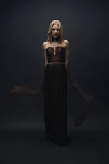 Esra Adıgüzel Bello - Brown Drape Detailed Long Dress