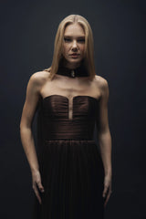 Esra Adıgüzel Bello - Brown Drape Detailed Long Dress