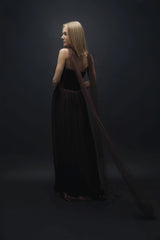 Esra Adıgüzel Bello - Brown Drape Detailed Long Dress