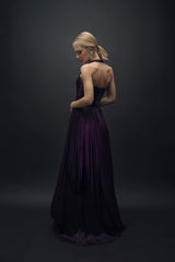 Esra Adıgüzel Tita – Purple Halter Neck Long Dress with Drape Detail