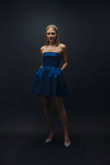 Cie – Lycra Taffeta Folding Detailed Strapless Dress