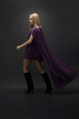 Esra Adıgüzel Verei – Mini Draped Dress with Purple Cape Detail