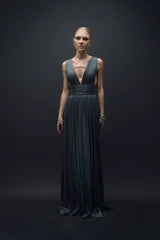 Cendre – Silk Drape Detailed Long Dress