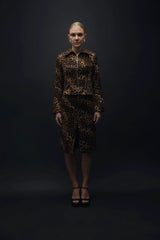 Feline Mirage – Zipper Detailed Bele Seated Leopard Patterned Jacket