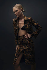 Feline Mirage – Leopard Patterned Front Ripped Skirt