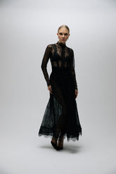 Esra Adıgüzel Lure - Dian - Stand Collar Lace Midi Dress