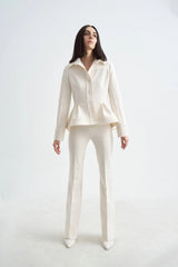 Crescent Line Elegance Blazer – Cream