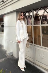 Crescent Line Elegant Cream Trousers