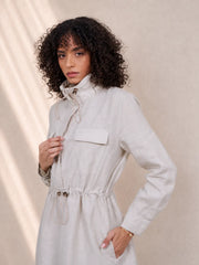 Eloshé Linen Shirred Mini Gömlek Elbise JEDSSM103