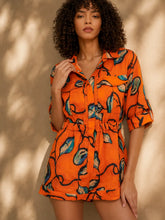 Eloshé Linen Short Jumpsuit Vibrant Orange JEDSSM102