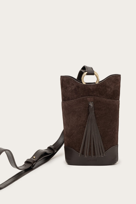 Eos Crossbody Bag in Suede - Brown MATRIARQE