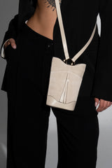 Eos Crossbody Bag in Suede - Panna MATRIARQE
