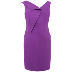 Femponiq Asymmetric Lapel Tailored Cotton Dress (Purple)