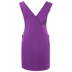 Femponiq Asymmetric Lapel Tailored Cotton Dress (Purple)