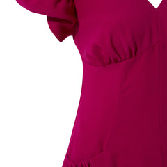 Femponiq Puff Sleeved Crepe Jumpsuit (Magenta Pink)