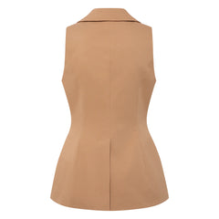 Femponiq Sleeveless Tailored Blazer (Camel-Brown)