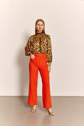 Sadie and Dione Wool Cashmere Pattie Trouser in Tangerine