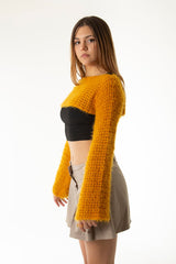 Handarte Los Angeles Hardal El Örgüsü Crop Top