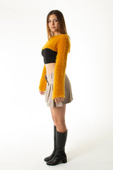 Handarte Los Angeles Hardal El Örgüsü Crop Top