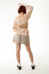 Handarte Los Angeles Pudra Pembe Salaş Angora Crop Top