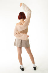 Handarte Los Angeles Pudra Pembe Salaş Angora Crop Top