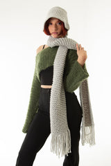 Handarte Los Angeles Gri El Örgüsü Bucket Şapka / Atkı Set