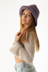 Handarte Los Angeles Kırçıllı Mor El Örgüsü Bucket Şapka
