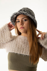 Handarte Los Angeles Siyah / Gri El Örgüsü Bucket Şapka