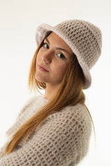 Handarte Los Angeles Krem El Örgüsü Bucket Şapka